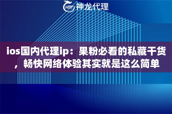 ios国内代理ip：果粉必看的私藏干货，畅快网络体验其实就是这么简单