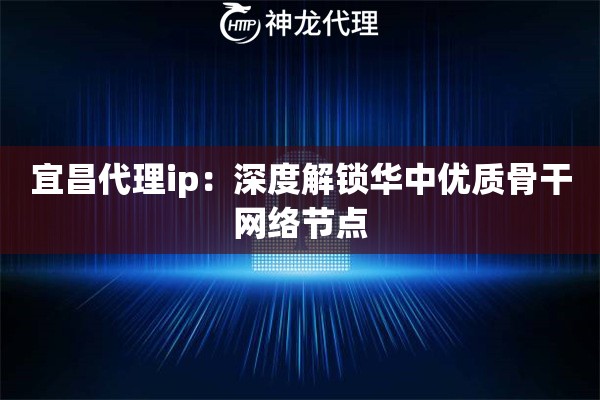 宜昌代理ip：深度解锁华中优质骨干网络节点