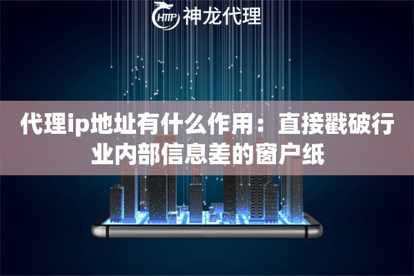 代理ip地址有什么作用：直接戳破行业内部信息差的窗户纸