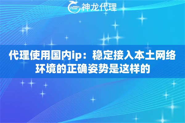 代理使用国内ip：稳定接入本土网络环境的正确姿势是这样的