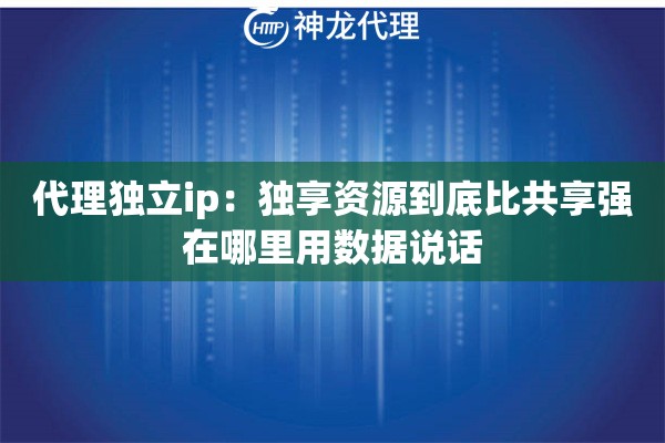 代理独立ip：独享资源到底比共享强在哪里用数据说话