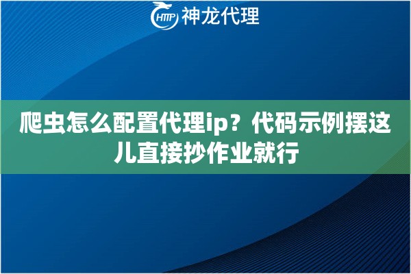 爬虫怎么配置代理ip？代码示例摆这儿直接抄作业就行