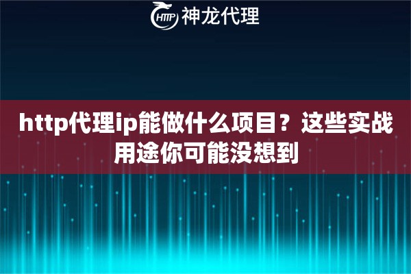 http代理ip能做什么项目？这些实战用途你可能没想到