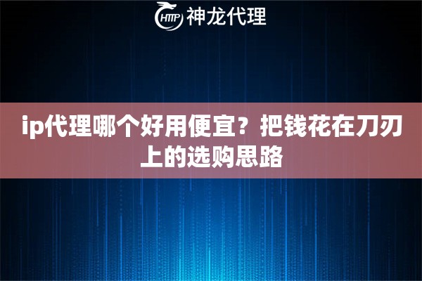 ip代理哪个好用便宜？把钱花在刀刃上的选购思路