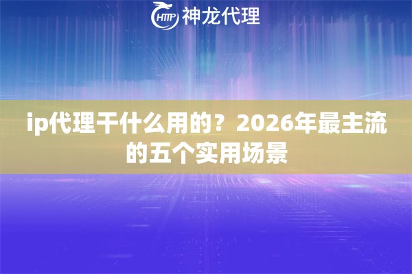ip代理干什么用的？2026年最主流的五个实用场景