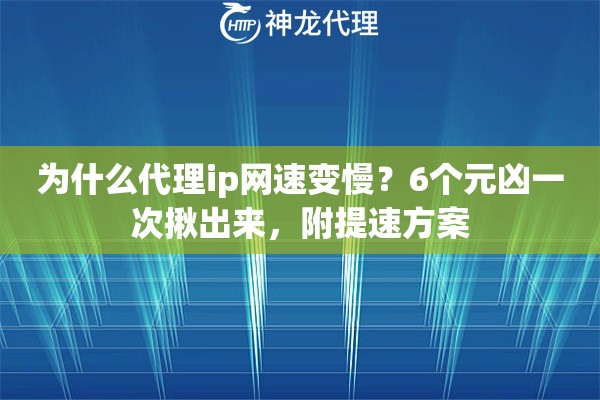 为什么代理ip网速变慢？6个元凶一次揪出来，附提速方案