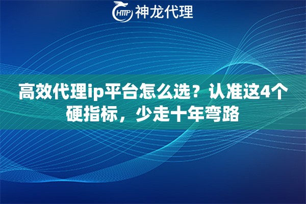 高效代理ip平台怎么选？认准这4个硬指标，少走十年弯路