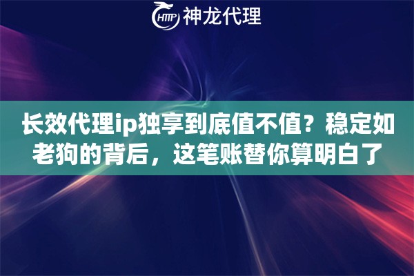 长效代理ip独享到底值不值？稳定如老狗的背后，这笔账替你算明白了