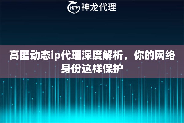 高匿动态ip代理深度解析，你的网络身份这样保护
