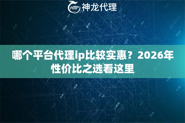 哪个平台代理ip比较实惠？2026年性价比之选看这里