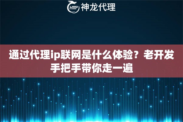 通过代理ip联网是什么体验？老开发手把手带你走一遍