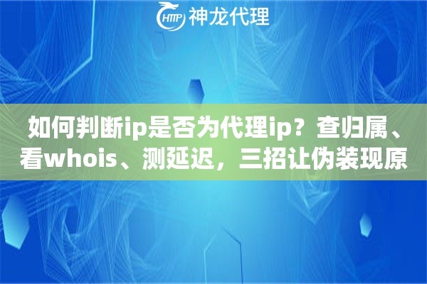 如何判断ip是否为代理ip？查归属、看whois、测延迟，三招让伪装现原形