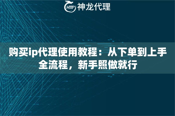 购买ip代理使用教程：从下单到上手全流程，新手照做就行