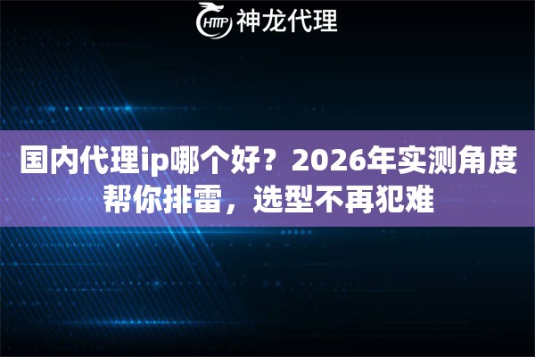 国内代理ip哪个好？2026年实测角度帮你排雷，选型不再犯难