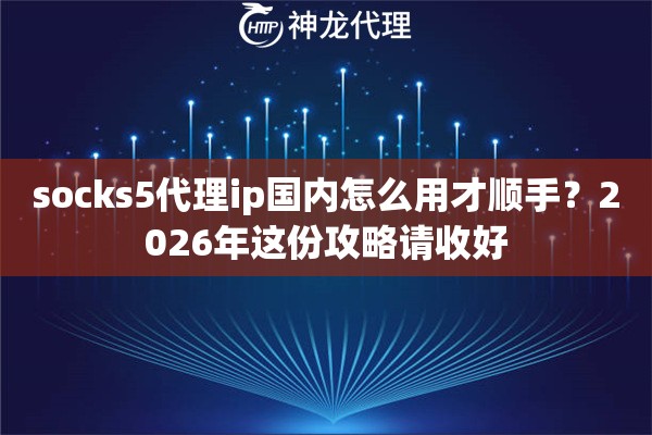 socks5代理ip国内怎么用才顺手？2026年这份攻略请收好