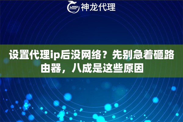 设置代理ip后没网络？先别急着砸路由器，八成是这些原因