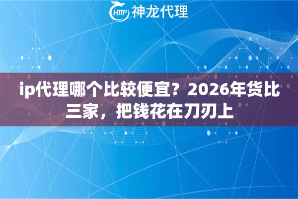 ip代理哪个比较便宜？2026年货比三家，把钱花在刀刃上