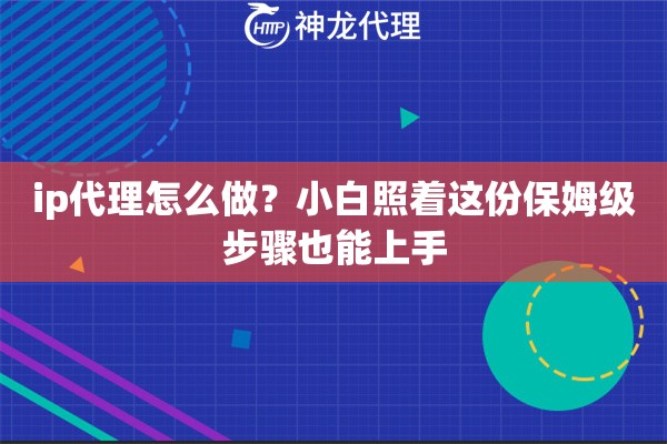 ip代理怎么做？小白照着这份保姆级步骤也能上手