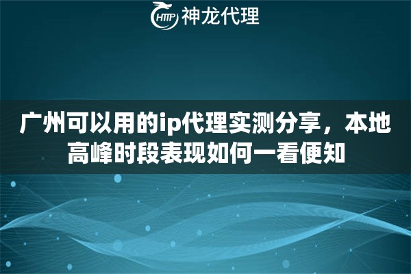 广州可以用的ip代理实测分享，本地高峰时段表现如何一看便知