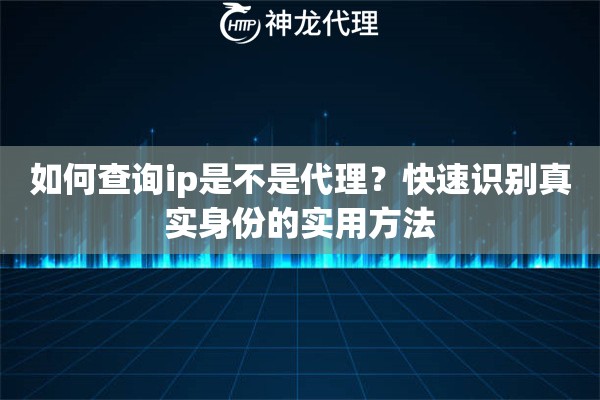 如何查询ip是不是代理？快速识别真实身份的实用方法