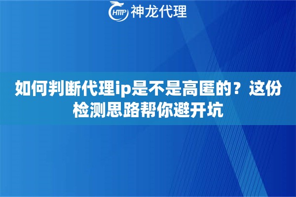 如何判断代理ip是不是高匿的？这份检测思路帮你避开坑