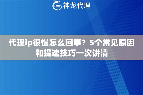 代理ip很慢怎么回事？5个常见原因和提速技巧一次讲清