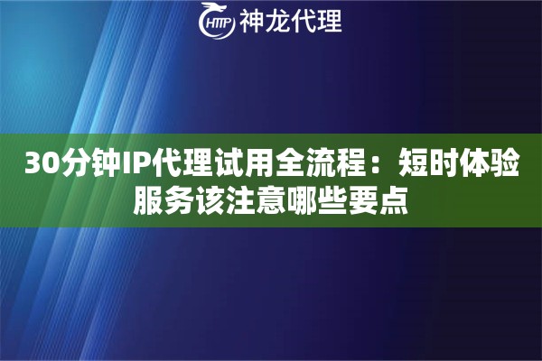 30分钟IP代理试用全流程：短时体验服务该注意哪些要点