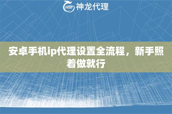 安卓手机ip代理设置全流程，新手照着做就行
