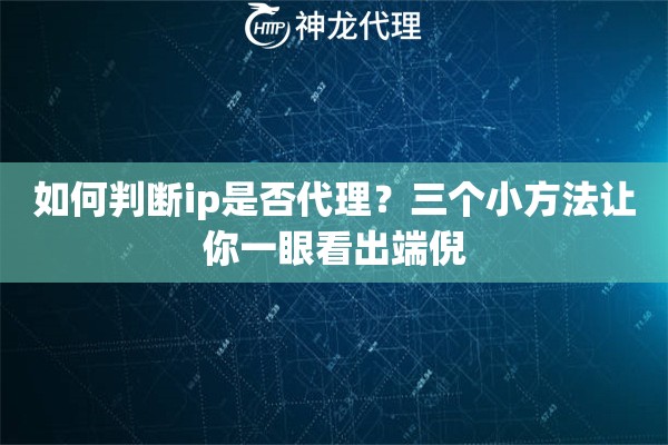 如何判断ip是否代理？三个小方法让你一眼看出端倪
