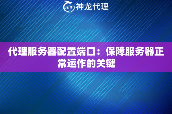 代理服务器配置端口：保障服务器正常运作的关键