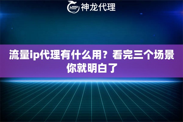 流量ip代理有什么用？看完三个场景你就明白了
