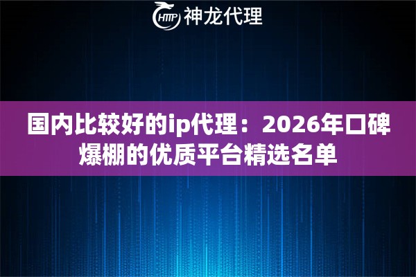 国内比较好的ip代理：2026年口碑爆棚的优质平台精选名单