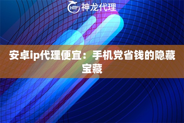 安卓ip代理便宜：手机党省钱的隐藏宝藏