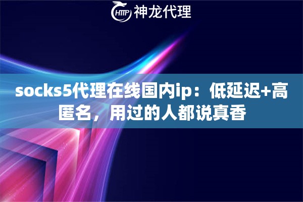 socks5代理在线国内ip：低延迟+高匿名，用过的人都说真香