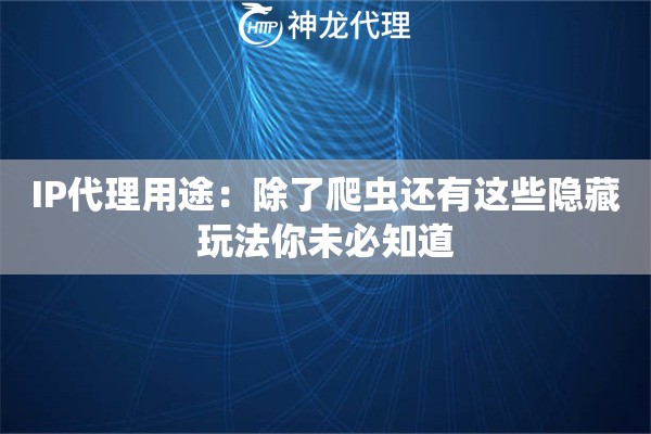 IP代理用途：除了爬虫还有这些隐藏玩法你未必知道