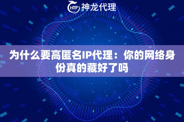 为什么要高匿名IP代理：你的网络身份真的藏好了吗