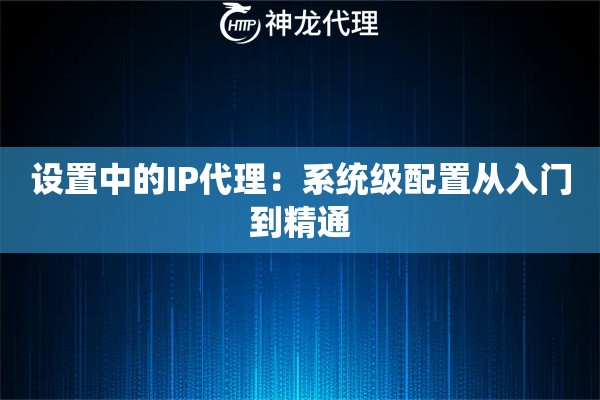 设置中的IP代理：系统级配置从入门到精通