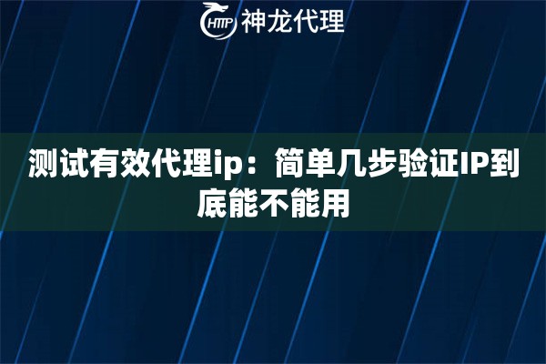 测试有效代理ip：简单几步验证IP到底能不能用