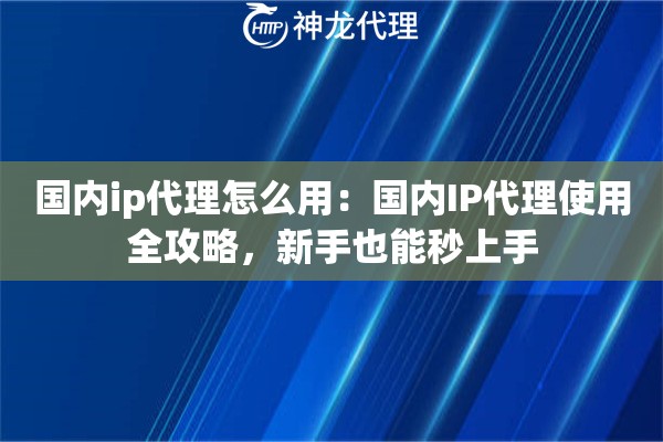 国内ip代理怎么用：国内IP代理使用全攻略，新手也能秒上手