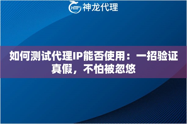 如何测试代理IP能否使用：一招验证真假，不怕被忽悠