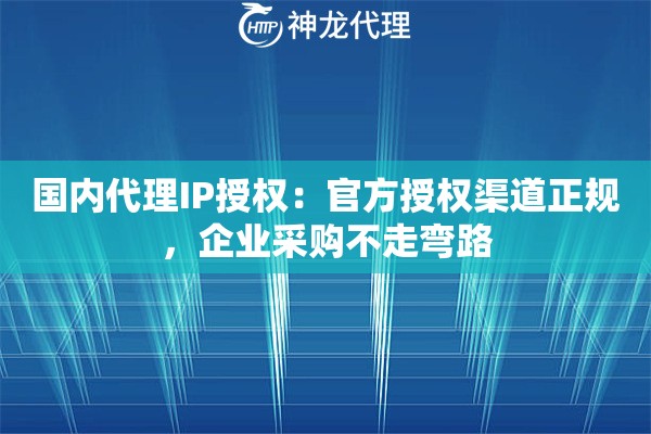 国内代理IP授权：官方授权渠道正规，企业采购不走弯路