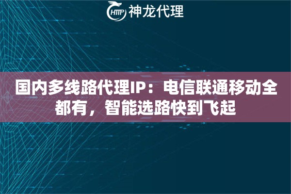 国内多线路代理IP：电信联通移动全都有，智能选路快到飞起