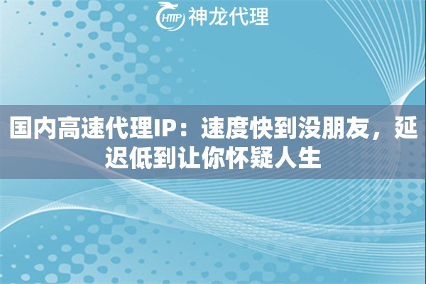 国内高速代理IP：速度快到没朋友，延迟低到让你怀疑人生