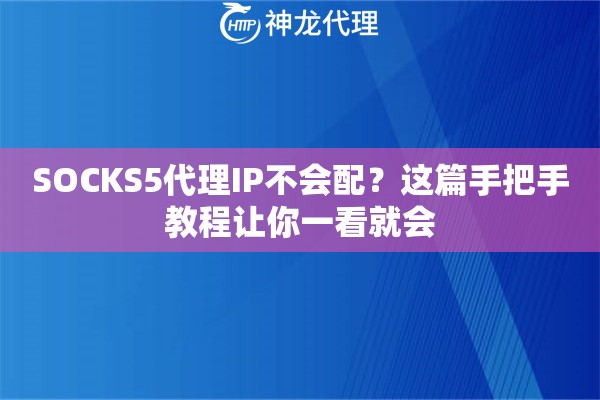 SOCKS5代理IP不会配？这篇手把手教程让你一看就会