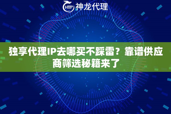 独享代理IP去哪买不踩雷？靠谱供应商筛选秘籍来了