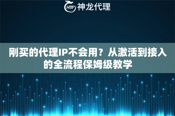 刚买的代理IP不会用？从激活到接入的全流程保姆级教学