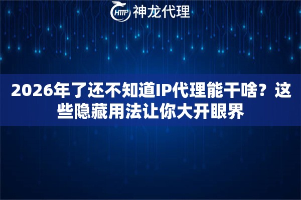 2026年了还不知道IP代理能干啥？这些隐藏用法让你大开眼界