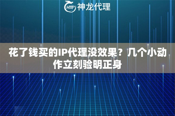 花了钱买的IP代理没效果？几个小动作立刻验明正身