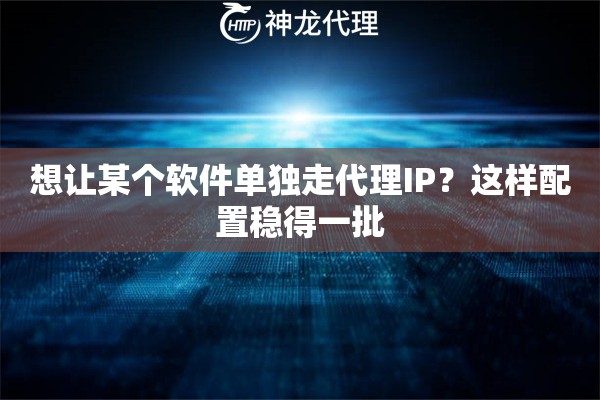 想让某个软件单独走代理IP?这样配置稳得一批 想让某个软件单独走代理IP?这样配置稳得一批