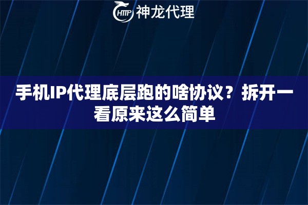 手机IP代理底层跑的啥协议？拆开一看原来这么简单